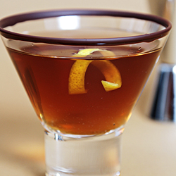 Chocolate-ginger martini with cayenne-spiked rim