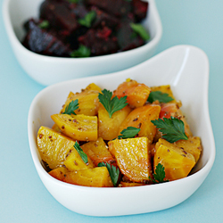 Baked golden and red beets with anise vinaigrette