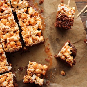Salted caramel popcorn and brownie bars
