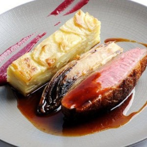 Duck breast with chicory and potato dauphinoise