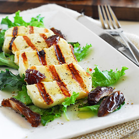 Grilled halloumi with dates