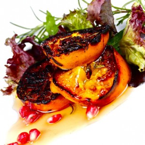 Charred Persimmon Salad with Agave Nectar Vinaigrette