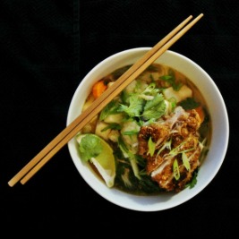Chinese Noodle Soup with Crispy Chicken